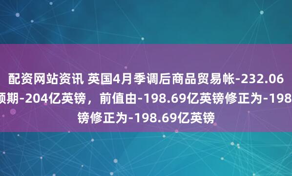 配资网站资讯 英国4月季调后商品贸易帐-232.06亿英镑，预期-204亿英镑，前值由-198.69亿英镑修正为-198.69亿英镑